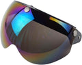 VCOROS Universal 3-Snap Retro Helmet Visor Open Face Motorcycle Helmets Shield(Rainbow)