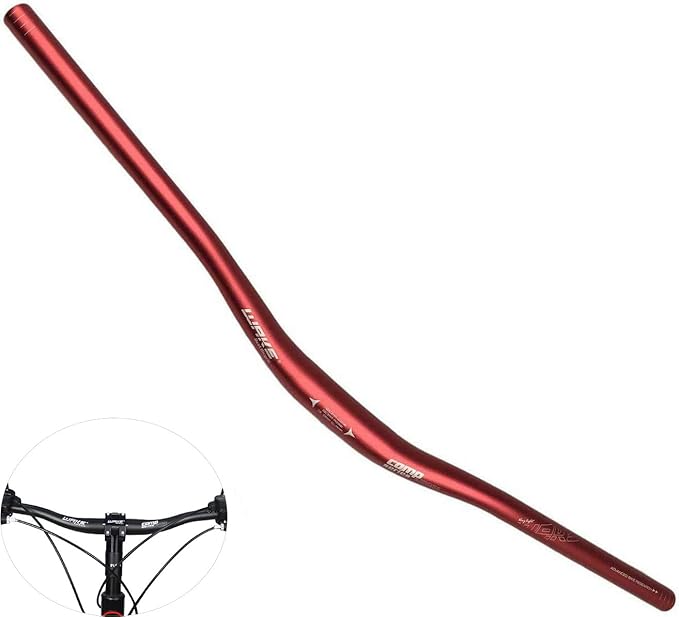Wake 31.8mm MTB Mountain Bike Handlebar, Aluminum Alloy Mountain Bike Bicycle Riser Handlebar Extra Long 720/780mm with Paint Matte Surface (Red, 720mm)