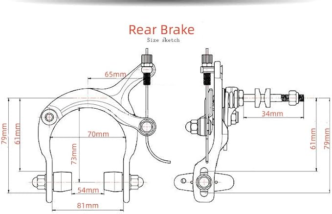 CDHPOWER Bike Brake Calipers Set C Brake Caliper Rear & Front Brakes Kit Aluminum Alloy Side Pull Brake for MTB Mountain Bike, Road Bicycle (1 Pair)