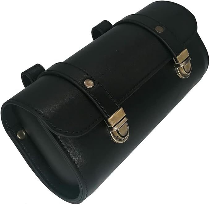 WUYAN Bike Handlebar Leather Bags Under Seat Retro Classical Mountain MTB Road Bike Leather Bag for Cell Phone，Saddle Tail Rear Pouch Seat Storage Bag Cycling Case Carry Accessories