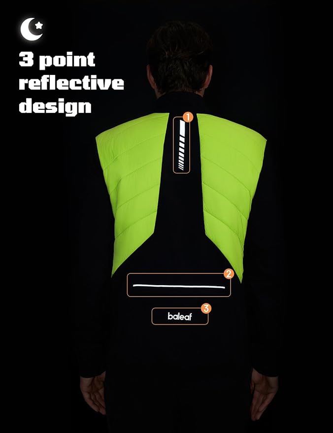 baleaf Men's Cycling Jacket Puffer Lightweight Coat Windproof Warm Winter 5 Pockets Packable Running Hiking