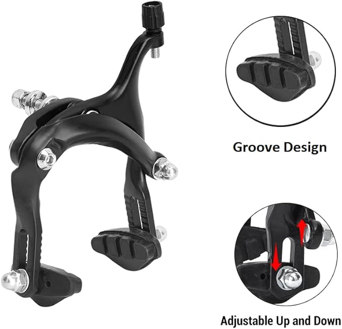1 Pair 61-79mm Long Front & Rear C Caliper, Road Bike Brake Calipers for Fixed Gear Bikes Road Bikes Bike Accessories-Black