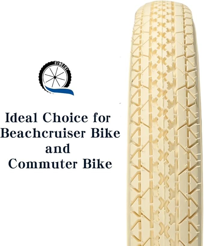 SIMEIQI 1 or 2 Pack 26"x2.125" Cruiser Beach Bike Tires Cream Color with or Without Inner Tubes 26"x1.75"/2.125" Replacement Folding Bicycle Tyres for City Commuter Urban Pavement