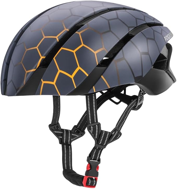 ROCKBROS Adult Bike Helmet Streamlined Aerodynamic, Comfortable Y - Shaped Strap Cycling Helmet for Men Women (58-62 cm) Reflective Adjustable Webbing for Road & Mountain Biking