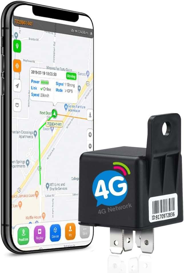 SinoTrack 4G GPS Tracker for Vehicles,Vehicle Device Locator Car Relay Tracker Real Time ST-907L Hidden Location Device with No Monthly Fee Tracking System for Car Motorcycle Truck Taxi