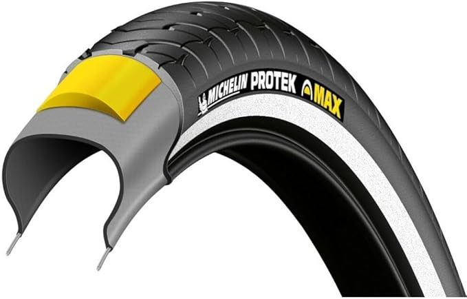 Michelin Protek Max BR Bicycle Tires – Versatile, Puncture-Resistant, Urban & Trail Ride Tires with Reflective Strip, City Rubber Casing, Non-Tubeless, Multiple Sizes