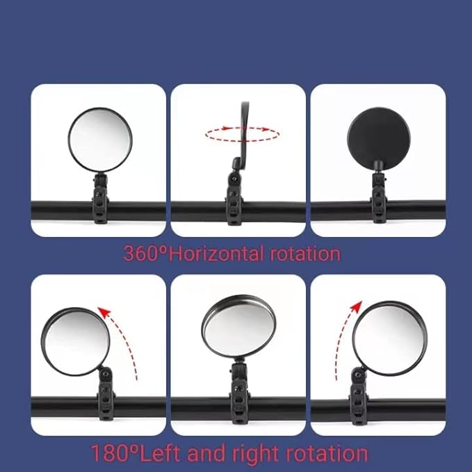 Katartizo 2PCS Adjustable Rear View Mirror for Bikes, Universal for Handlebars, Wide Angle Acrylic Convex Safety for Adult Bikes/Kids/Road/Mountain Bike