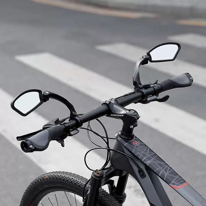 Bike Mirror Handlebar Mount, E-Bike Mirror for Handlebars, HD Glass Lens, Bike Rear View Mirrors, Clear & 360° Adjustable View Bicycle Mirrors for Bikes&E-bikes (Right)