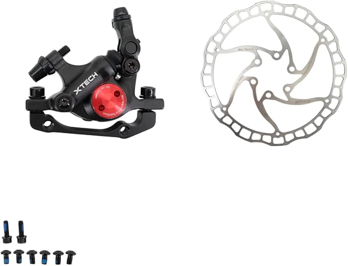 DJC Bike Brake Caliper 2 Pistons Cable Actuated MTB Hydraulic Brake Line Pulling with 160mm Rotor Disc Mountain Bike HB100