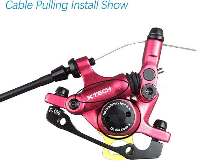 DJC Bike Brake Caliper 2 Pistons Cable Actuated MTB Hydraulic Brake Line Pulling with 160mm Rotor Disc Mountain Bike HB100