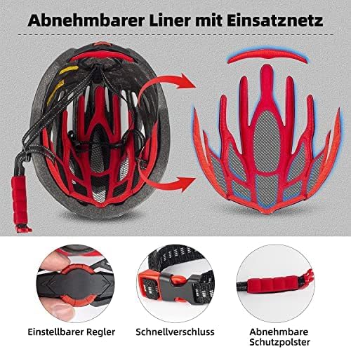 Shinmax Bike Helmet, CPSC/CPC Bike Helmet for Adult Men Women with Magnetic Goggles&Led Back Light Cycling Helmet Adjustable SM-T69