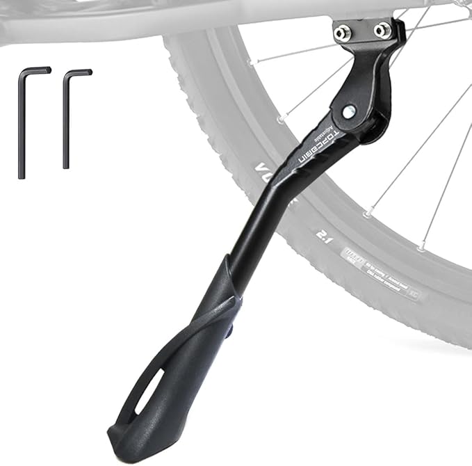 Bike Kickstand Enhanced,Rear Side/Center Mount,Aluminum Alloy Bicycle Kick Stand Adjustable Kickstand for Adult Bike 700C 24" 26" 28" 29 Mountain Road Bike(Black 2 Screw 24-29in Bike)