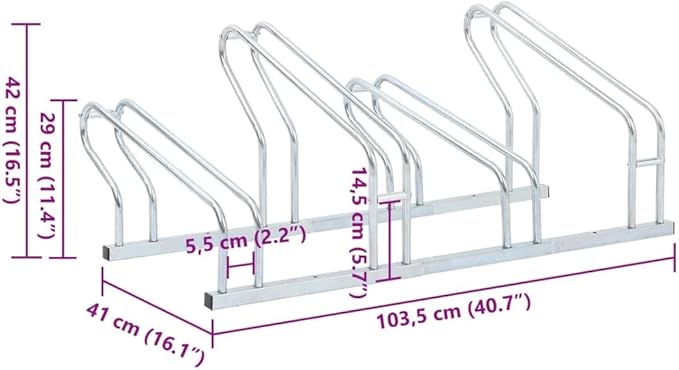 Galvanized Steel Floor Freestanding Bicycle Stand for 4 Bikes, 4 Bikes Floor Bike Stand, Bike Floor Parking Rack for Indoor & Outdoor Garage Storage,-873