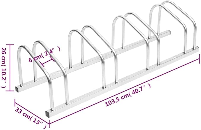 Galvanized Steel Floor Freestanding Bicycle Stand for 4 Bikes, 4 Bikes Floor Bike Stand, Bike Floor Parking Rack for Indoor & Outdoor Garage Storage,-877
