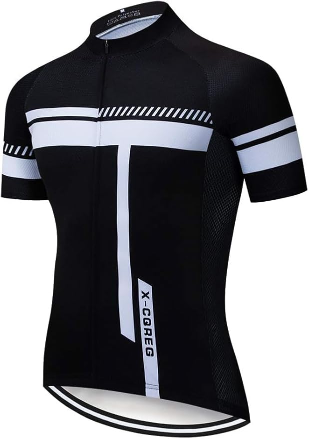 Men's Cycling Bike Jersey Short Sleeve Biking Shirt with 3 Rear Pockets + Zipper Pocket Breathable Quick Dry Bicycle Jersey