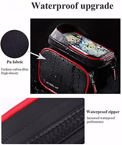 Bike Frame Bag, Bicycle Phone Mount, Waterproof Cycling Front Top Tube Pouch Pannier Bike Phone Holder Stand Cycle Crossbar Storage Bags for iPhone 14 13 12 11 Pro Max X Samsung Smartphone up to 6.7''