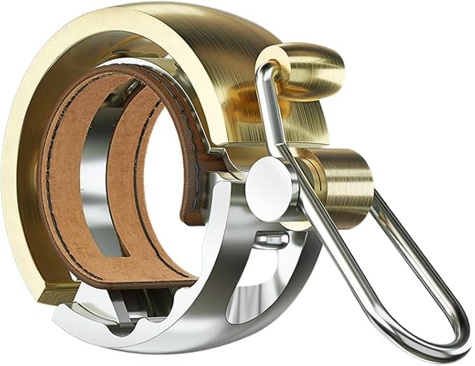 Knog Oi Luxe Bike Bell – Sleek Low Profile Bicycle Bell for Adults, Durable Metal & Vegan Leather, Clear Tone, Easy Install for Flat Bars & Drop Bars (Small 22.2mm / Large 23.8–31.8mm)