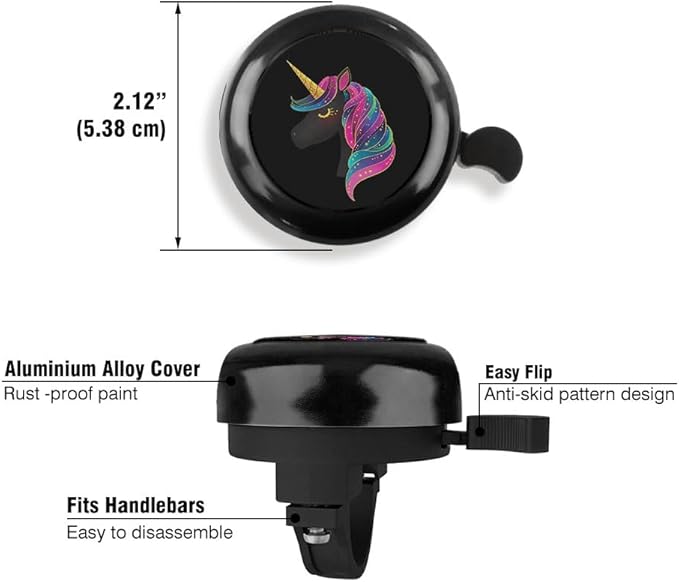 WIRESTER Black Aluminum Round Bike Bell, Classic Ring Bicycle Bell, Bike Accessories Bell Ring for Adults Kids Girls Boys - Dog Cat Animal Cute Records
