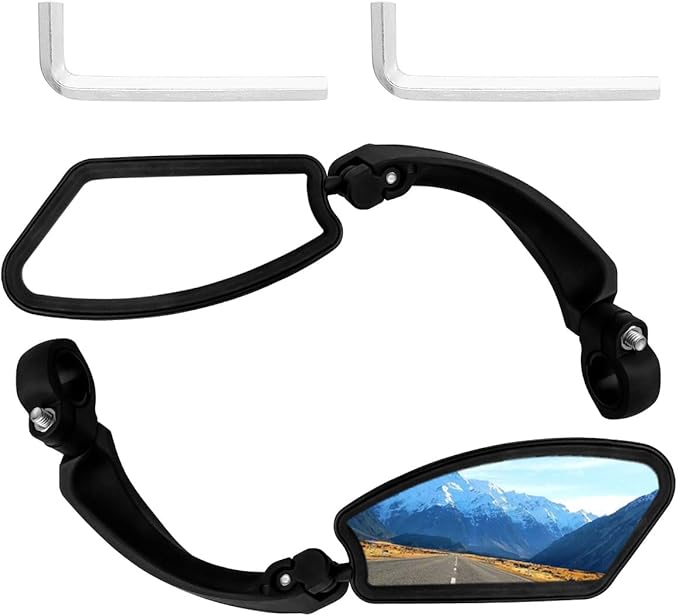 2 Pcs Bike Mirror Handlebar Mount, 360° Adjustable Bicycle Mirrors for Handlebars, HD Glass Rearview Bike Mirrors for Mountain, Road, City, and Electric Bikes