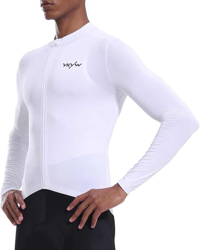 YKYWBIKE Cycling Jersey Men Aero Race Fit, Road Bike Jersey Short Sleeved Moisture Wicking, Breathable,Zip Pocket,UPF50＋