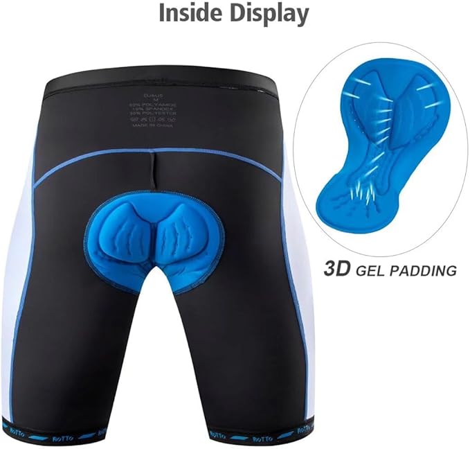 ROTTO Men's Cycling Shorts Padded Bike Shorts with Sponge & Gel Padding for Road & MTB Biking