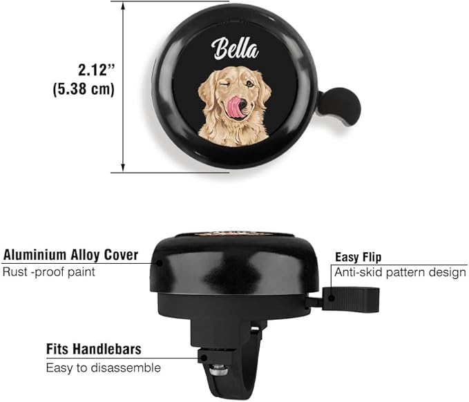 WIRESTER Personalized Custom Bike Bell with Your Text, Aluminum Round Classic Ring Bicycle Bell, Bike Accessories Bell Ring for Adults Kids Girls Boys