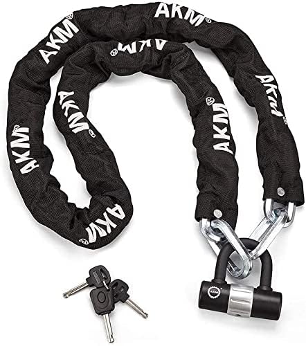 AKM Anti-Theft Motorcycle Chain Lock 180cm/6ft Heavy Duty Bike Chain Lock Durable 12mm Thick Security Bicycle Chain Lock with 4Keys 16mm U Lock Disc Lock for Motorcycles,Containers,Trailers,ATV