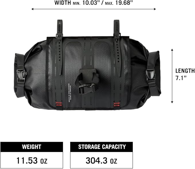 USWE Bike Handlebar Bag, Waterproof Bicycle Front Bag Frame Storage Roll Bag, Bikepacking Bags for Racing, MTB, E-MTB, Gravel Bike Accessories, Pouch Pack with 2 Rubber-like Straps, for Men and Women