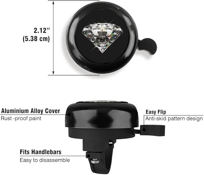 WIRESTER Black Aluminum Round Bike Bell, Classic Ring Bicycle Bell, Bike Accessories Bell Ring for Adults Kids Girls Boys