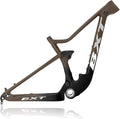29er Full Suspension Mountain Bike Frame 16/17/19/21inch Carbon Disc Brake Bike Frame XC Soft Tail Enduro Frame Thru-Axle 12 * 142MM/Quick Release 9 * 135MM Travel 100mm(Brown,29 * 17")