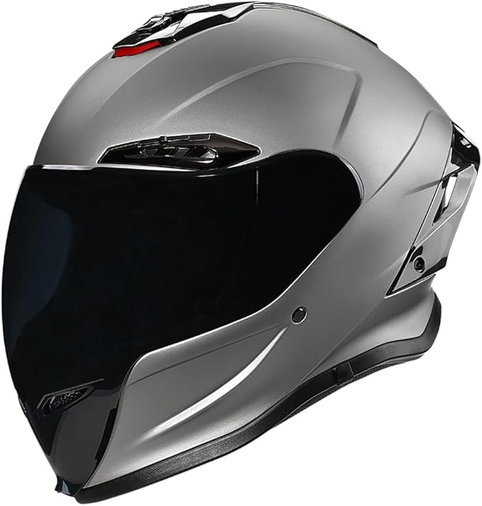 Full-face Helmet Biker Helmet ABS with EPS Cushion Liner Removable Washable 8 Air Vent Free Switch Long and Short Lens Replacement for Adult Unisex
