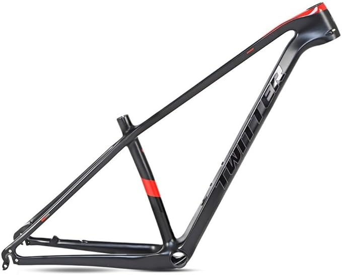 Carbon Mountain Bike Frame 27.5er 29er Hardtail Bike Frame 15''/17''/19'' Lightweighting Disc Brake Frame QR 135MM Internal Routing(Black Red,15'')