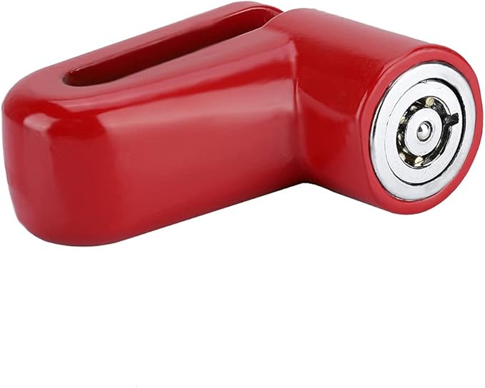 Heavy Duty Motorcycle Disc Lock, AntiTheft Pin Brake Wheel Security Lock with Alarm, Durable Bike Protection for Motorcycles & Scooters, Loud 110dB Alarm for Theft (Red)