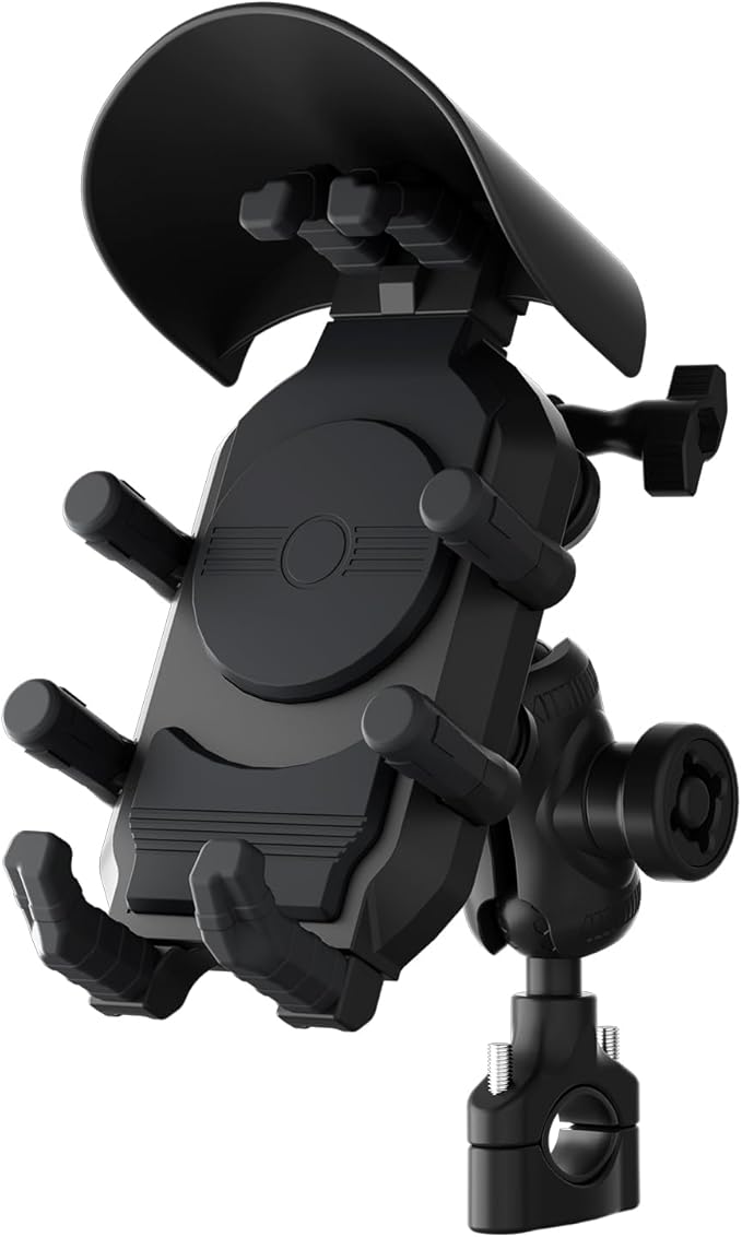 Universal Motorcycle Phone Holder, 8-Claw Heavy Duty Thick Phone Handlebar Mount for Electric Scooter/Bike/ATV, Compatible with iPhone 15/14/13 Pro Max, Samsung Galaxy S23/S22 Ultra, Gopro Camera