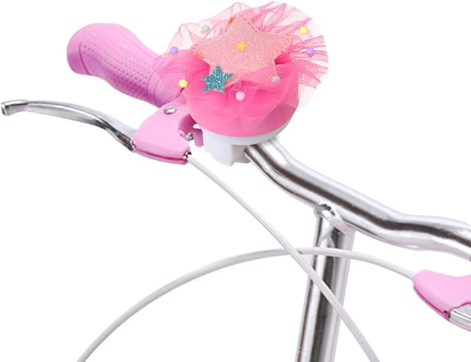 MINI-FACTORY Bike Bell for Girls, Pink Bicycle Handlebar Bell Cute 3D Unicorn/Lollipop/Swan/Mermaid Pattern Bike Safe Cycling Ring Horn (Star)