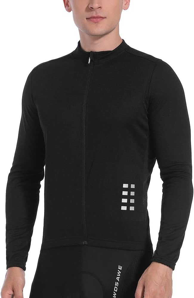 WOSAWE Men's Cycling Jersey Long Sleeve Bicycle Shirt Breathable Mountain Bike Tops for Riding, Running, Hiking