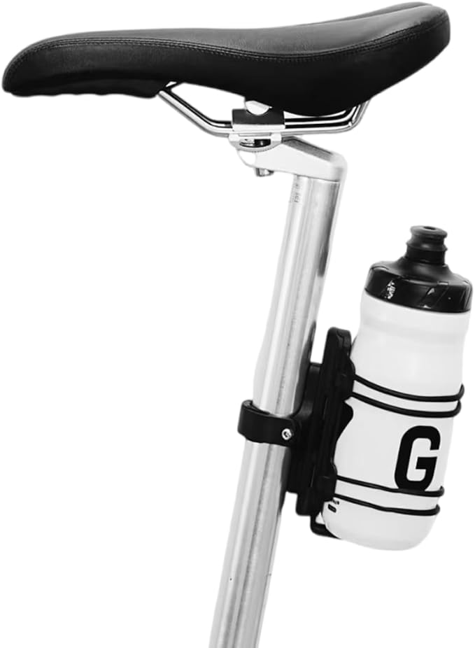 Rcool Bike Water Bottle Holder Adapter for Handlebar & Seatpost, Fits MTB, Road, E-Bike & Gravel, Silicone Protection, Universal 1.26-1.7” Seat/Head/Down Tube, Black