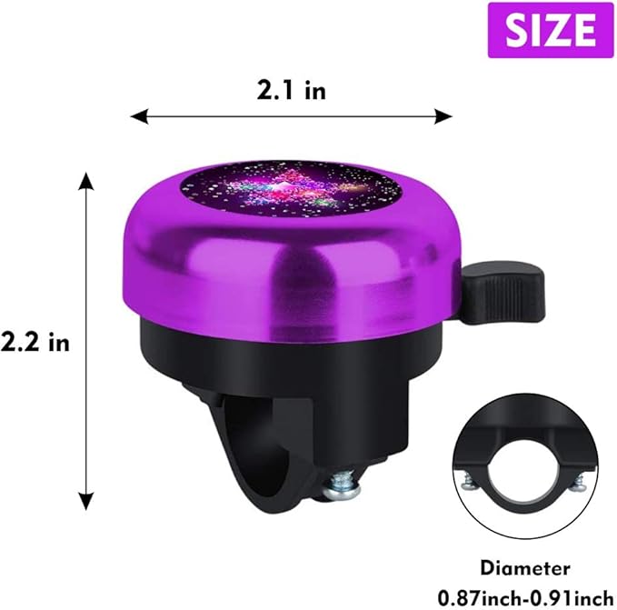 Kids Bike Bell, Aluminum Bicycle Bell for Kids Girls Toddlers Gifts, Cute Clear Sound Children's Bike Accessories Bell Ring, Adjustable Size Lovely Bike Horn Purple