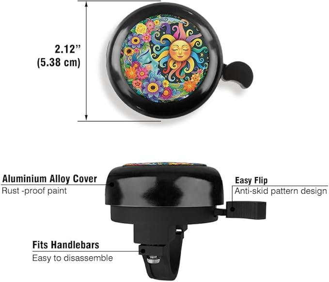 WIRESTER Black Aluminum Round Bike Bell, Classic Ring Bicycle Bell, Bike Accessories Bell Ring for Adults Kids Girls Boys