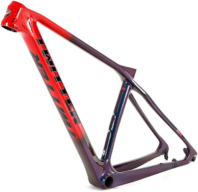27.5er 29er Hardtail Mountain Bike Frame Carbon Fiber Bike Frame 15''/17''/19'' XC AM QR 135mm Disc Brake Frame Internal Routing(29 * 19'' Red)