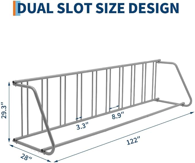 10-Bike Commercial Floor Rack, Heavy Duty Powder-Coated Steel Grid Organizer, Freestanding Double-Sided Storage for Garages/Storefronts/Schools