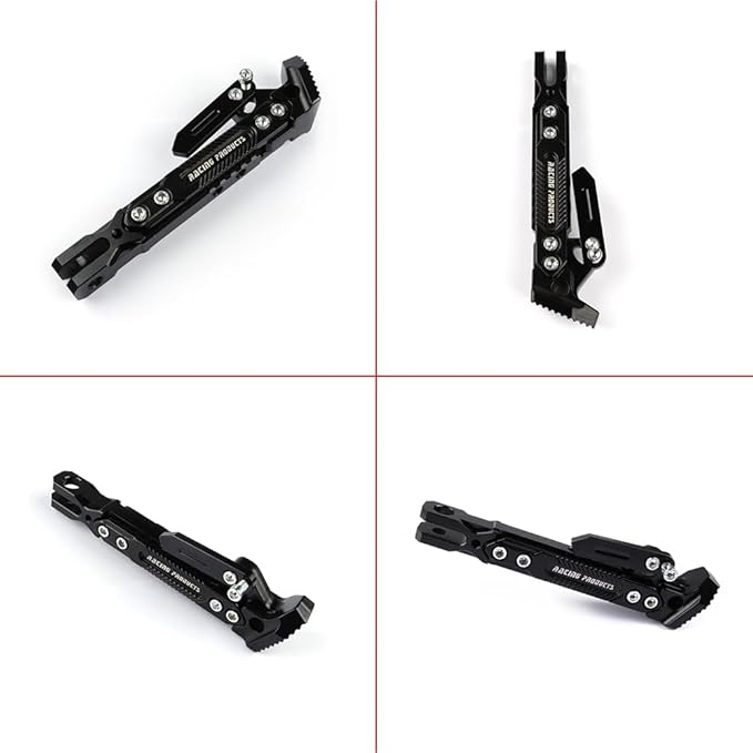 Universal Motorcycle Kickstand Height Adjustable CNC Aluminum Alloy Side Stand for Electric Scooter Motorbike Mini Pit Dirt Bike Black