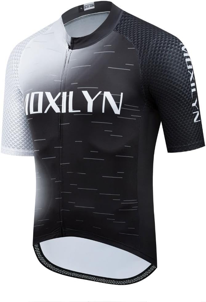 MOXILYN Men's Cycling Jersey Short Sleeve with 4 Pockets Moisture Wicking Breathable Quick Dry MTB Biking Shirt