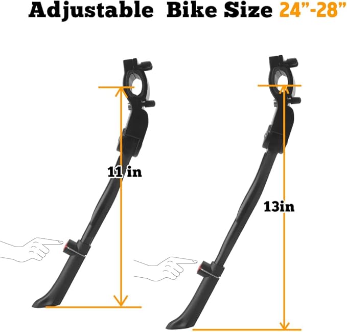 Rear Side Mount Bike Kickstand Adjustable Bicycle Kick Stand for 24”-28” Mountain Road Sport Bike