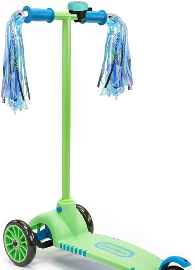 U-LIAN Kids Streamers and Bike Bell for Girls-1 Pack Flower Bicycle Bell with 2 Pack Handlebar Streamers Scooter Tassels for Children's Bike Accessories