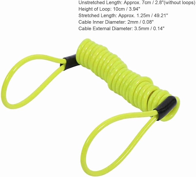 VGEBY Motorcycle Reminder Cable, Bike Alarm Disc Lock Antitheft Security Spring Reminder Coil Cable (Color : Yellow)