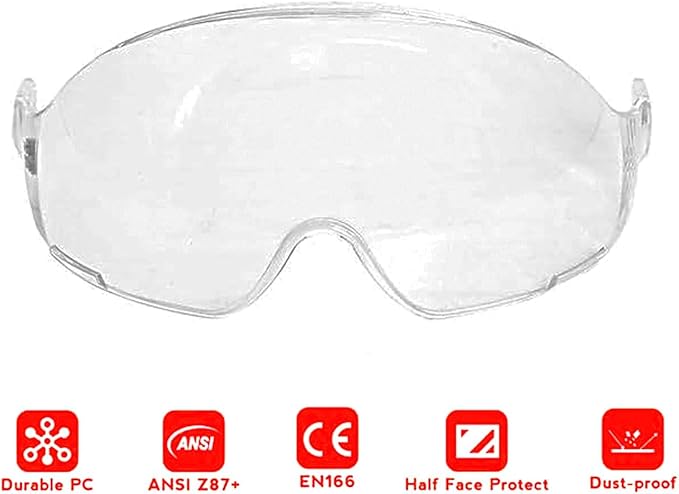 Safety Hard Hat Visor - ANSI Z87 Face Protection, Replacement Hard Hat Visor Attachment for Construction Helmets, Eye Protector, Universal Hard Hat Accessories
