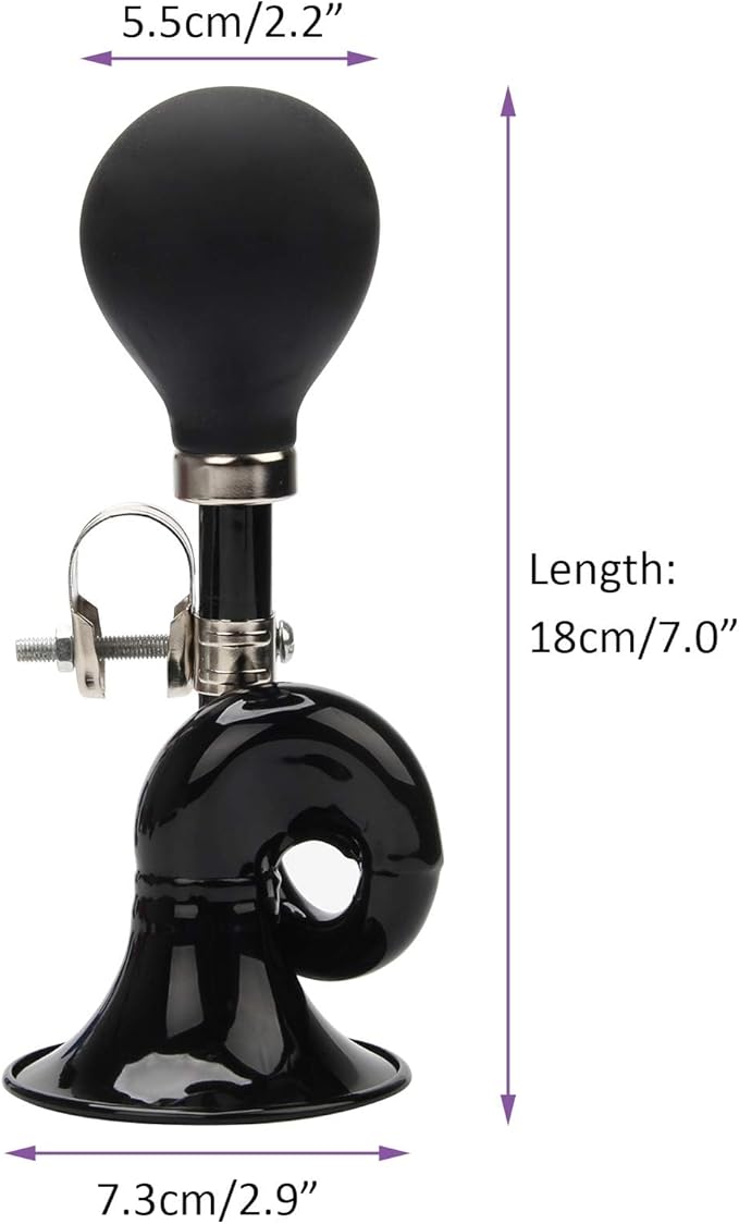 2 Pack Bugle Horn, Coolrunner Retro Clown Horn, Kids Bike Horn, Classic Vintage Metal Twist Loudspeaker Siren Hooter Snail Air Horn for Vehicles Bicycles Golf Cart