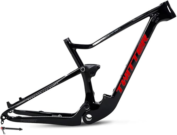 Mountain Bike Frame Carbon Fiber Trail Bike Frame 27.5/29er 15''/17''/19'' Suspension Frame Travel 120mm Boost Thru Axle 12x148mm Disc Brake XC/AM/DH(Black red,29 * 17'')