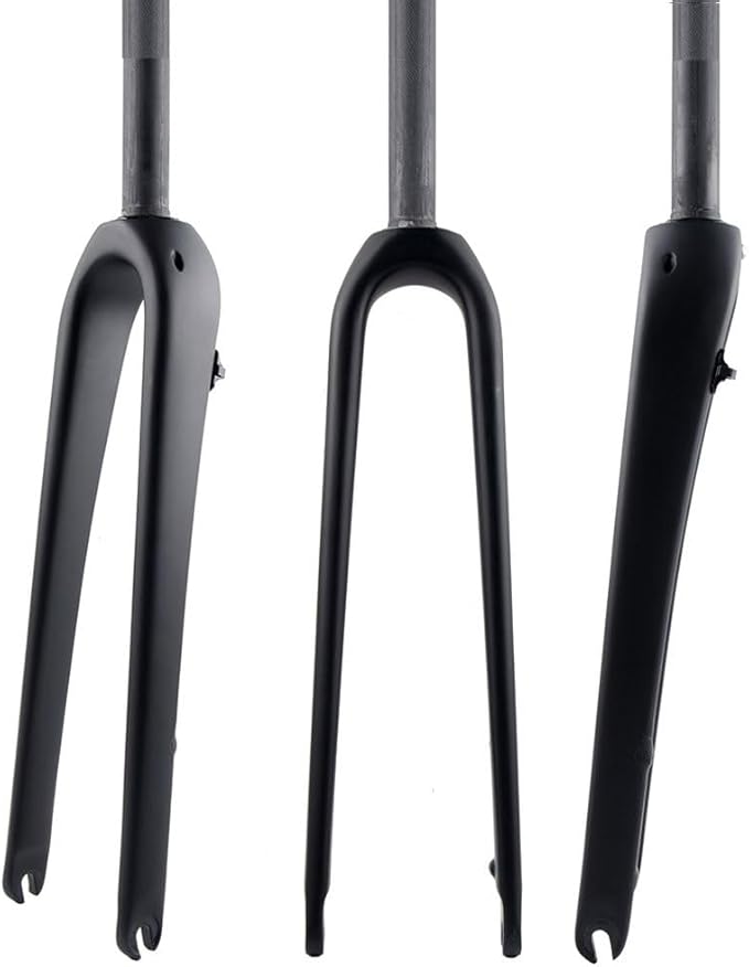 Carbon Fiber Rigid Fork 700C*45C Gravel Fork 1-1/8 Straight/Tapered Threadless Flat Disc Brake Road Bike Fork QR 9mm Lightweight(Straight Matte Black)
